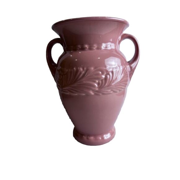 Abingdon Other - BEAUTIFUL VINTAGE ABINGDON ART POTTERY 153 ACANTHUS LEAF PINK WITH HANDLES VASE!
